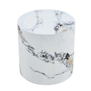 Elegant Cylindrical Table With Patterned Design For Versatile Use - White