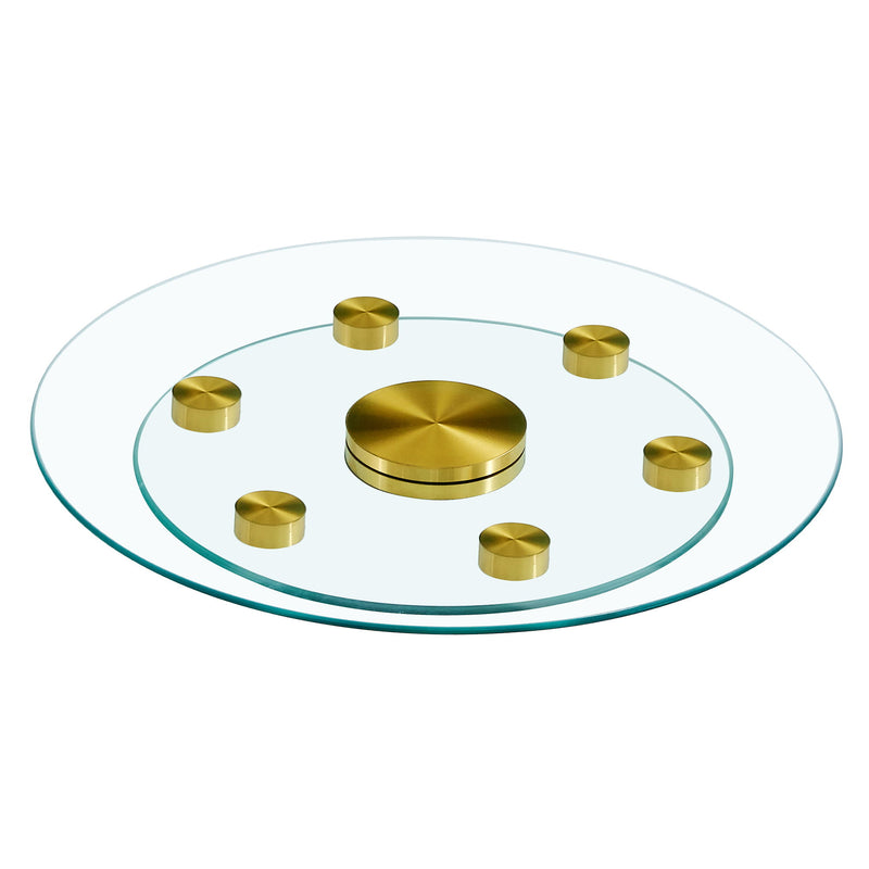 Double Layer Rotatable Round Glass Plate - Gold / Transparent