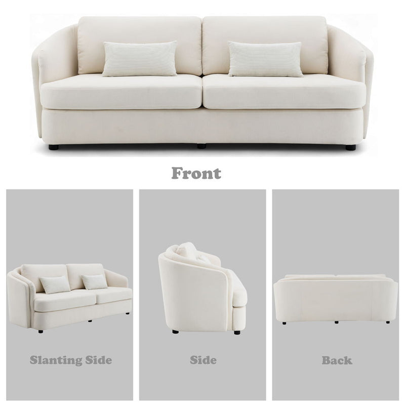 Mariko - Sofa With 2 Pillows - Beige Linen