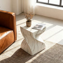 Outdoor End Table, Round Side Table For Patio And Garden - Marble