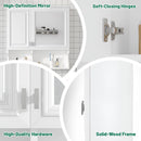 Wall Mounted Mirror Medicine Cabinet, Bathroom Storage With Doors And Open Shelves