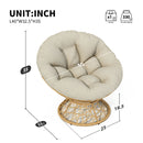 Ergonomic Wicker Chair With Cloud Thick Density Cushion, 3 Proof Cover High Capacity Iron Frame Fluid 360° Swivel