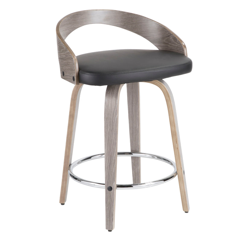 Grotto - Contemporary Fixed Height Counter Stool & Swivel With Round Footrest (Set of 2)