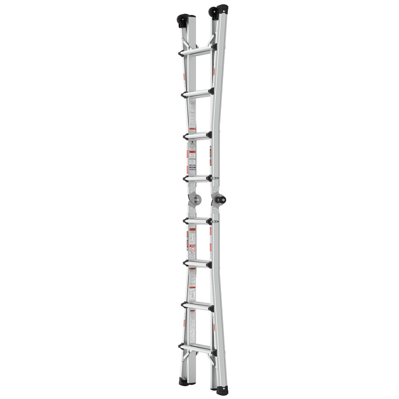 Aluminum Multi-Position Ladder With Wheels, 300 Lbs Weight Rating - Metallic Gray