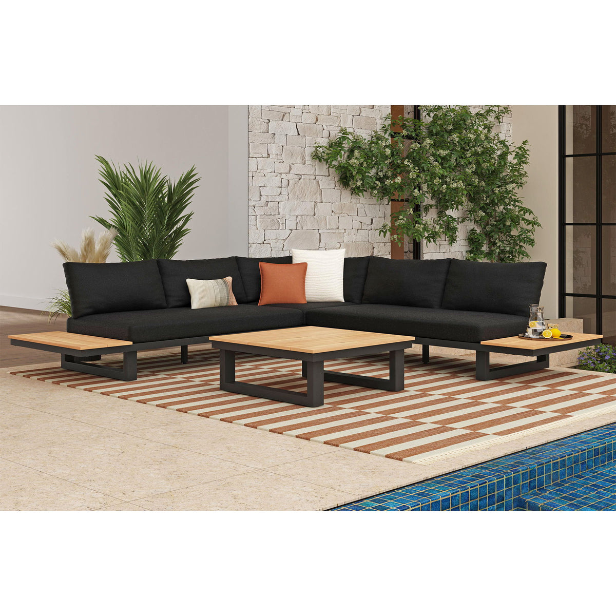 Cabana Coffee Table in Black by Elements International, view 5