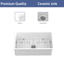 Elegant Farmhouse Apron Front Ceramic Single Bowl, Kitchen Basin