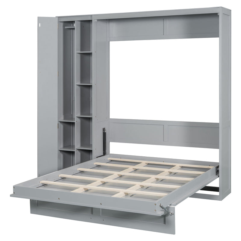 Murphy Wall Bed With Shelves, Wardrobe And LED Lights