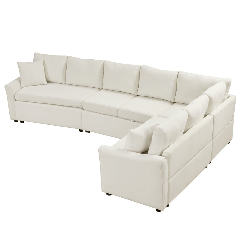 L-Shaped Sofa Convertible Sofa Bed Pull Out Sofa Sleeper With Two Back Pillows, Two USB Ports And Two Power Sockets For Living Room