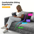 Plush Corduroy 4 Seat Sofa, Modern Comfy Upholstered Sofa Cloud Couch, Deep Seat Couches With Soft Pillows
