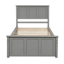 Platform Bed with Twin Size Trundle, Twin Size Frame, Gray