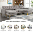 Modern L - Shape Convertible Sectional Sofa With Movable Ottoman