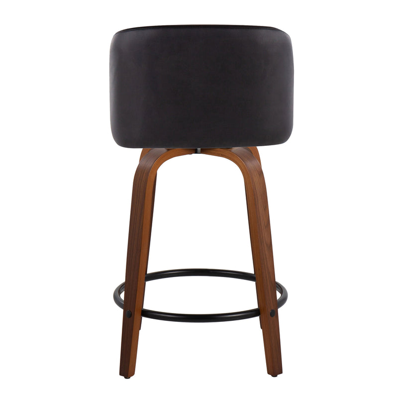 Toriano - Mid Century Modern, Fixed Height Counter Stool & Swivel And Round Footrest (Set of 2)