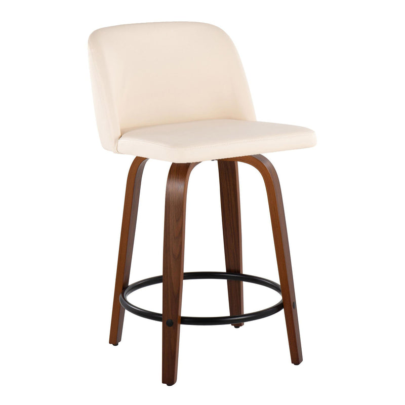 Toriano - Mid Century Modern, Fixed Height Counter Stool & Swivel And Round Footrest (Set of 2)