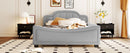 Full Size Upholstered Daybed with Cloud Shaped Headboard, Embedded Elegant Copper Nail Design, Gray