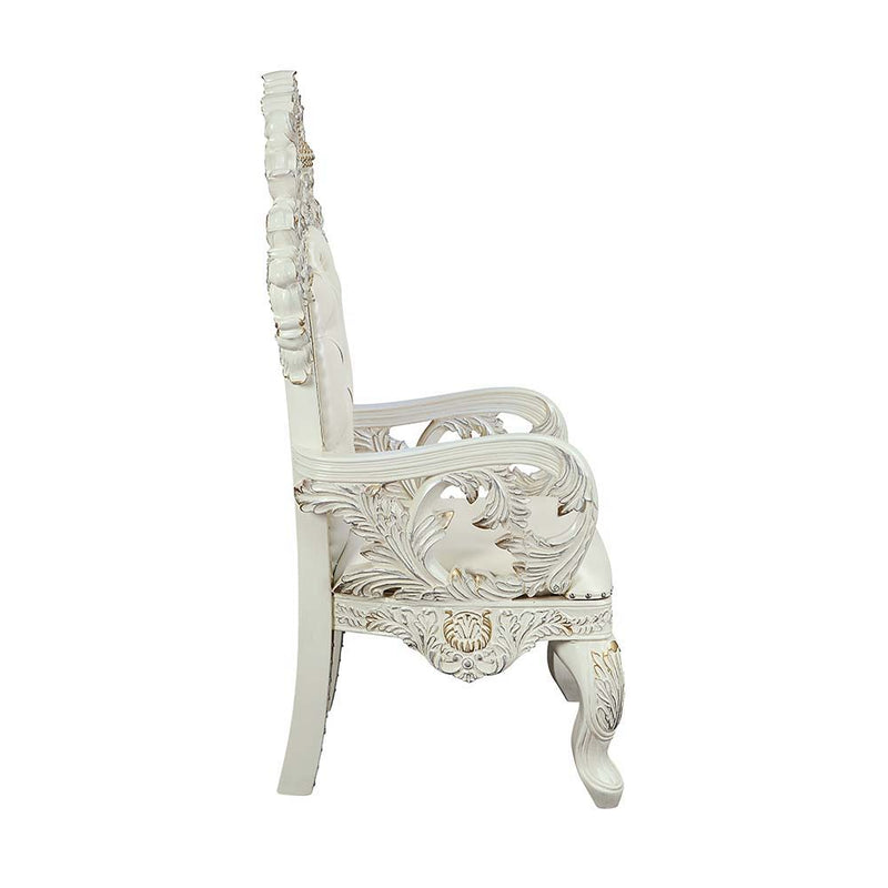 Adara - Dining Chair (Set of 2) - White PU & Antique White Finish - Atlantic Fine Furniture Inc