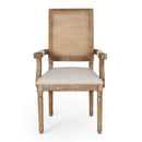 Elegant French Country Style Dining Chair With Cane Backrest