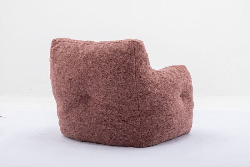 Soft Teddy Fabric Tufted Foam Bean Bag Chair With Teddy Fabric