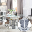 Noralie - Dining Table - Mirrored, Faux Diamonds & Clear Glass - Atlantic Fine Furniture Inc