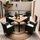 Outdoor Patio Wicker Dining Set With Acacia Wood Top