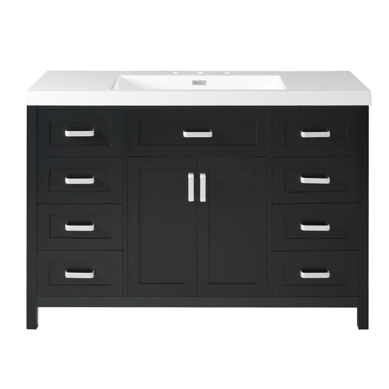 Bathroom Vanity With Sink, 2 Doors 8 Drawers, Soft Close System, Classic Design