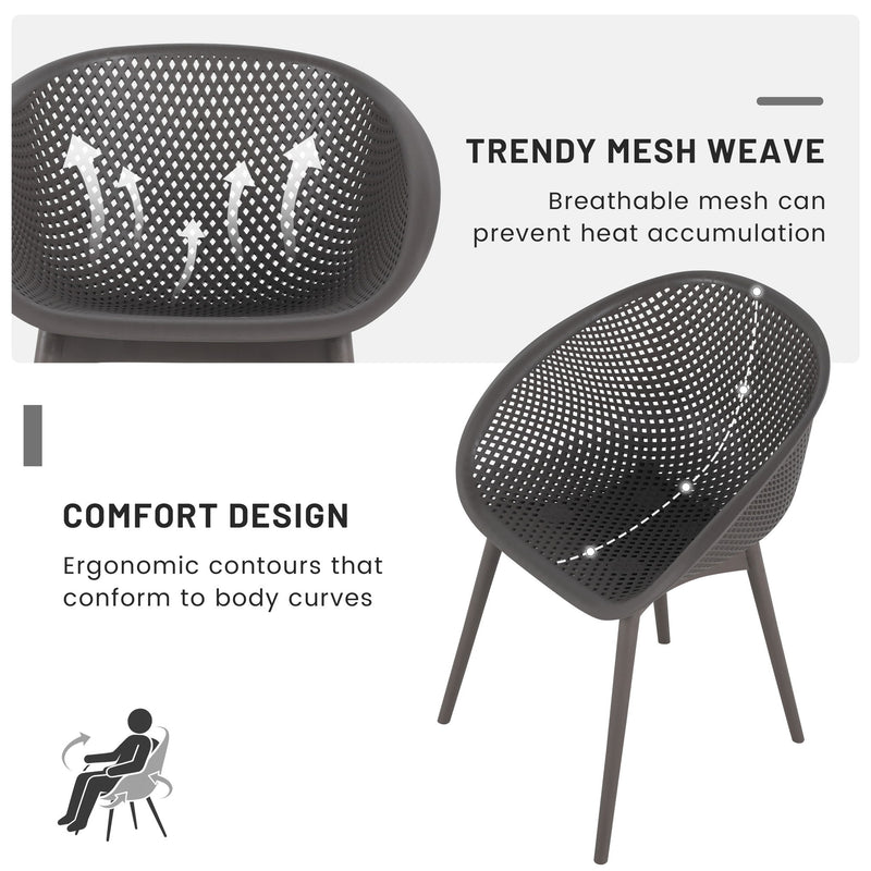 2 Piece Durable Single Chair With Mesh Hollow Out Design