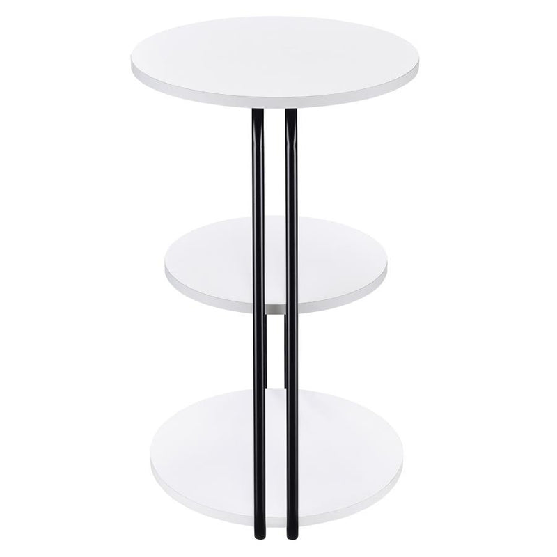 Hilly - 3-Tier Round Accent Side Table - White And Black