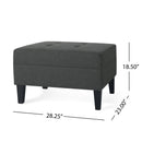 Ottoman With Birch Wood Legs And Cushioned Top For Comfort