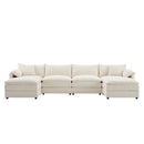Modular Sectional With Deep And Wide Seat, Cloud Couch Set With Double Cushions Sofa With Movable Ottoman