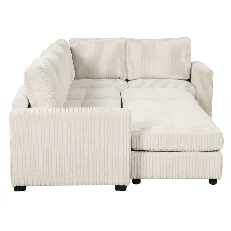 Sectional Couch Sofa Bed Modular Sofa With Two Movable Ottomans For Living Room