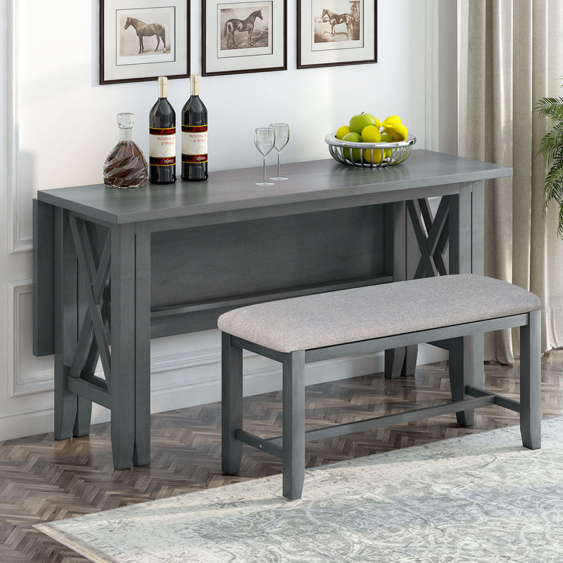 6 Piece Family Dining Room Set, Space Saving Foldable Table And 4 Chairs With Bench