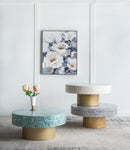 Unique Capiz Coffee Table & Pedestal Base