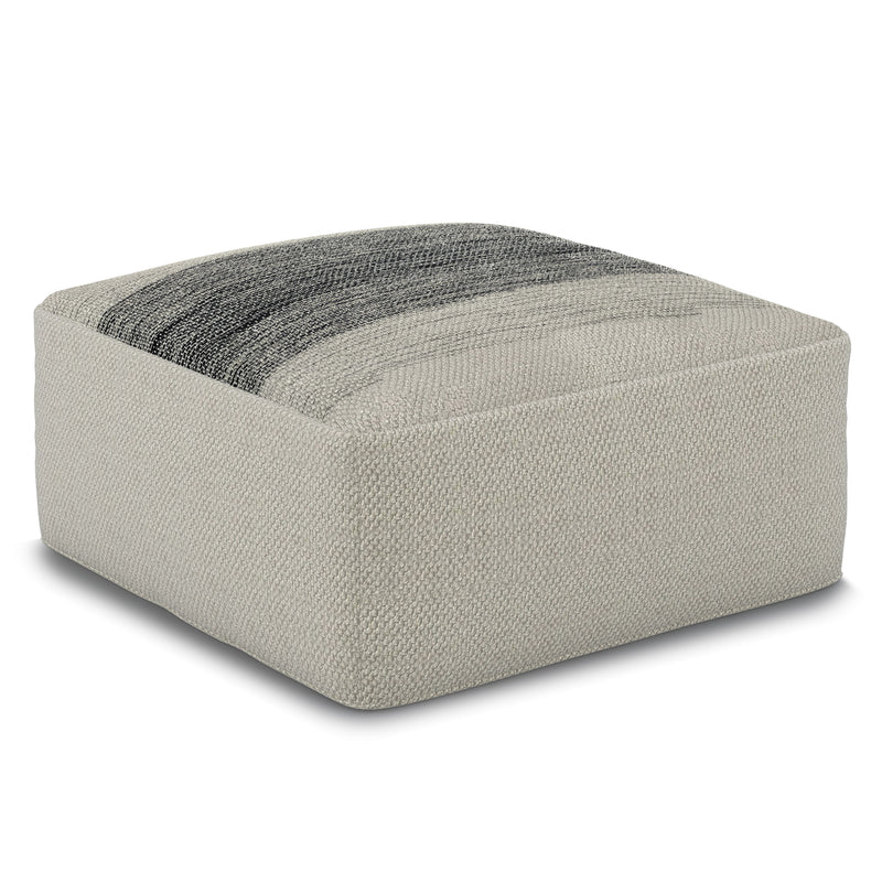 Sabella - Square Woven Outdoor / Indoor Pouf - Gray / White