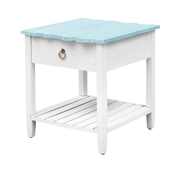 Yasha Plank Style Top One Drawer End Table