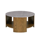 Keegan - Round Coffee Table With Shelf - Oak