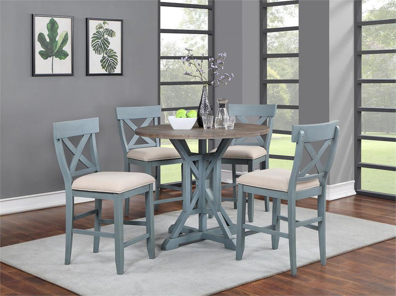 Gray round counter discount height dining set