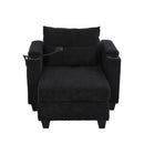 Convertible Chaise Lounge Sofa Chair With USB Ports, Cup Holders, Phone Holder And Storage