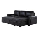 Montero - Sofa With Pull Out Bed, Drop Down Table, USB And Cup Holders, Storage Chaise - Charcoal Black