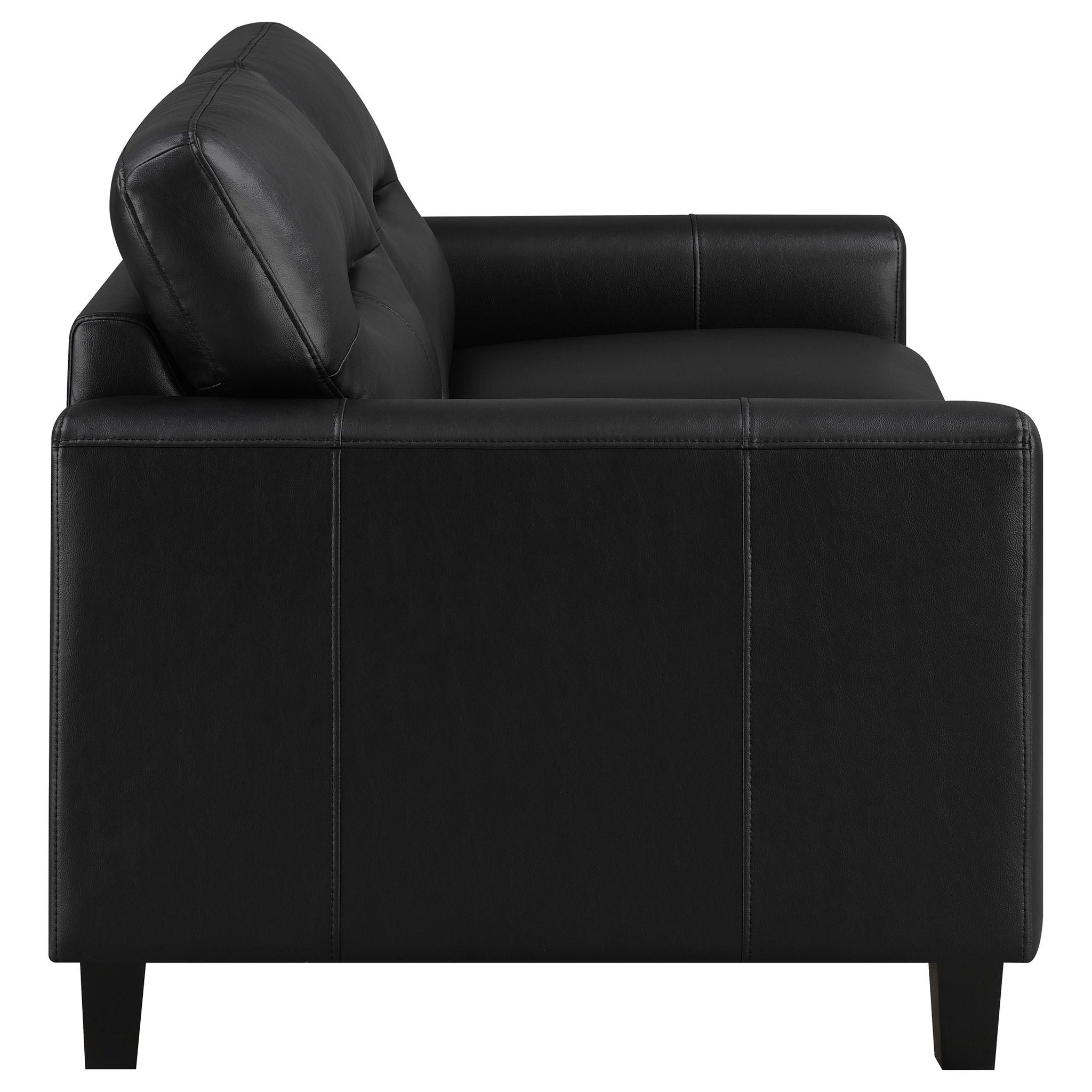 Scotland Faux Leather Upholstered Track Arm Loveseat Black