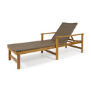 Hampton - Style Wood And Wicker Chaise Lounge With Adjustable Features And Natural - Natural