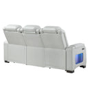 Power Sofa With USB LED Headrest, Bookshelf Arms, And Storage - Grey