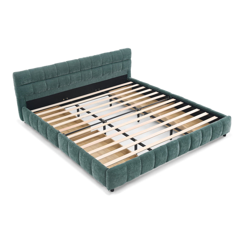 Modern Platform Bed Frame With Thick Chenille Fabric