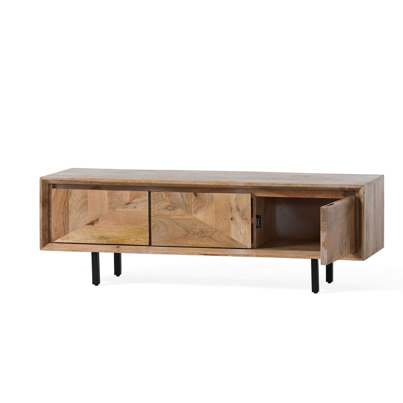 TV Stand With 3 Cabinets For TVs Up To 59" - Natural