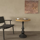 Round End Table With Pedestal Base - Natural Wood