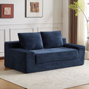 Loveseat Sofa, Comfortable Deep Seat Sofa Bed, Modern Small Corduroy Couch For Living Room Bedroom,Reversible Cushion With Pillows,No Assembly Required, Dark Blue