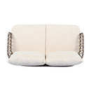 4 Piece Outdoor Patio Furniture Set, Metal Chairs With Woven Rope U Shaped Backrest