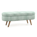 Modern Ottoman Oval Storage Bench With Rubber Wood Legs