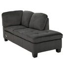 Modern L Shaped Fabric Sectional Sofa With Tufted Detail - Charcoal