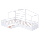 L Shape Platform Bed With 3 Storage Drawers