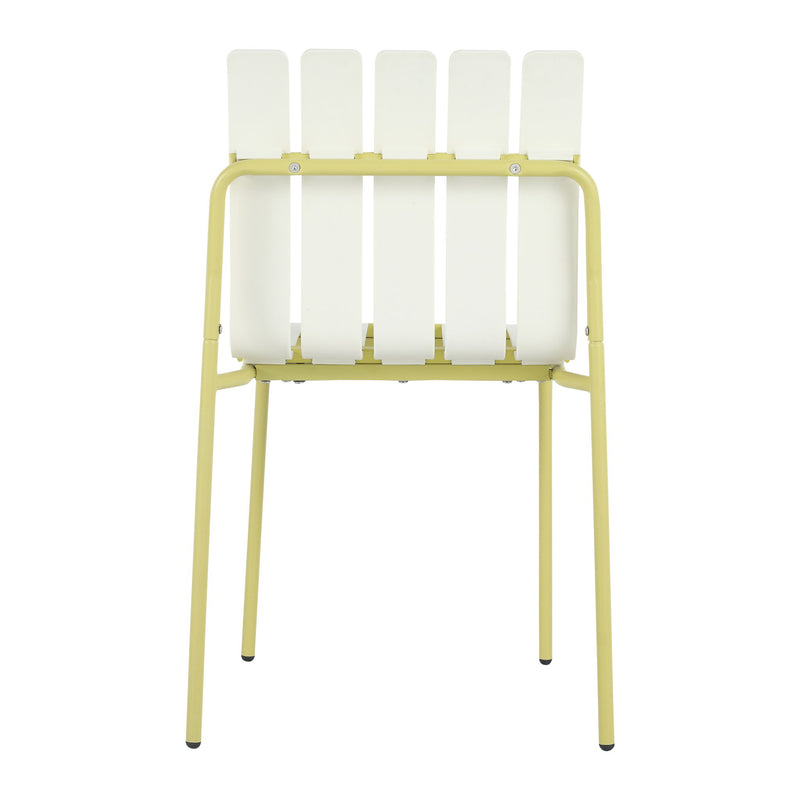 4 Piece Set Of Modern Color Block Designed Single Chairs, UV Resistant And Rust Proof - Grain Yellow / White