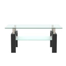 Modern Rectangular Coffee Table With Tempered Glass Top